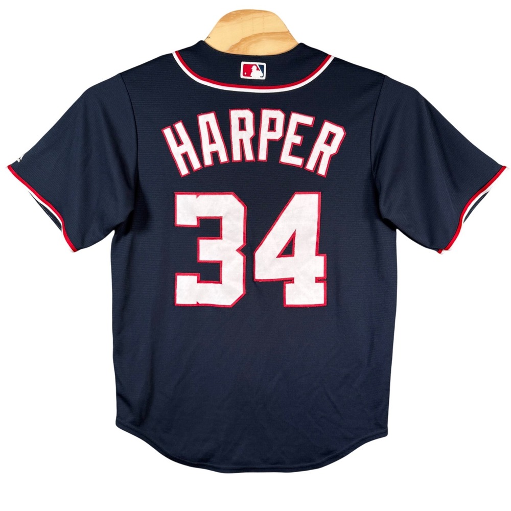 Majestic Baseball Jersey Bryce Harper Men M Navy Blue Nationals MLB Fan Gear